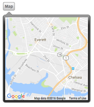 A map inside a dropdown window container.
